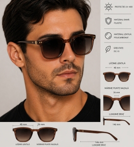 Ochelari de soare unisex, SG123, Maro - Img 3