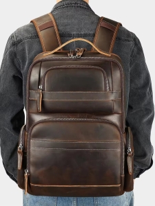 Rucsac pentru barbati, Alaric GT3320, piele naturala, Maro inchis - Img 2