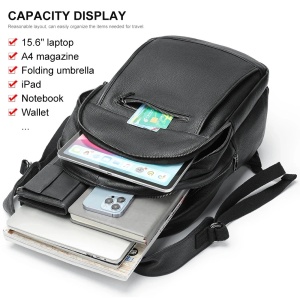 Rucsac unisex, Lazarus GT2735, piele naturala, Negru - Img 6