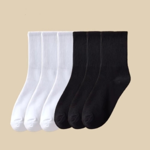 Set 6 perechi de sosete pentru dama, SS061, Alb/Negru, marime universala (35-39)