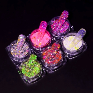 Set 6 sclipici unghii reflective Marquise, GLITTER03, Multicolor - Img 3