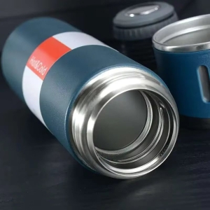 Set Cadou Termos Premium 500 ml + 3 Cani din Inox, TRM011, Albastru - Img 7
