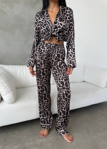 Set pijama dama din doua piese, cu nasturi – 2401681, Animal print - Img 2