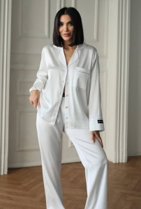 Set pijama dama din doua piese, cu nasturi – 2401699, Alb - Img 6