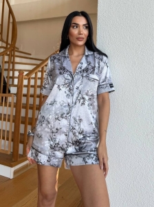 Set pijama dama din doua piese, cu nasturi – 2500085, Silver Garden
