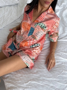 Set pijama dama din doua piese, cu nasturi – 2500153, Color Mosaic - Img 5