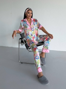 Set pijama dama din doua piese, cu nasturi – 2500371, Playful World - Img 2