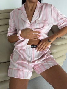 Set pijama dama din doua piese, cu nasturi – 2600045, Roz - Img 6