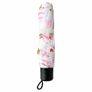 Umbrela pliabila pentru ploaie, 8 spite, diametru 97 cm, UMB072, Alba cu imprimeu fundite