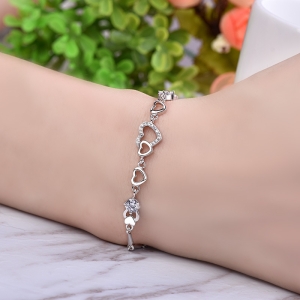 Bratara din argint 925 pentru dama, JW1607, model inimioare, placata cu rodiu - Img 2