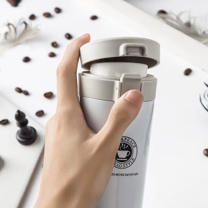 Cana Termos Premium din Inox cu Capac Flip 380 ml, TRM014, Alb - Img 10