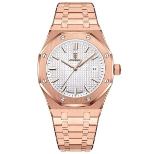 Ceas barbatesc Poedagar CS1863, otel inoxidabil, rose gold, cadran alb - Img 1