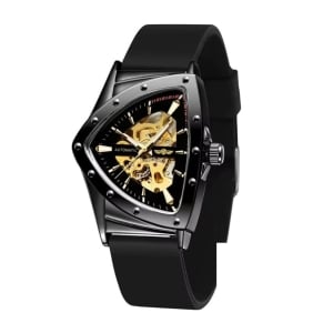 Ceas barbatesc Winner CS1750, automatic, silicon, negru, cadran negru - Img 1