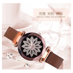 Ceas dama GENEVA CS1031, model Starry Sky, bratara magnetica, elegant, maro - Img 3