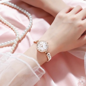 Ceas damă Olevs, brățară oțel cu zirconii, cadran sidefat alb, rose gold CS1613 - Img 5