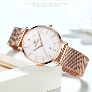 Ceas de dama Olevs CS1566, otel inoxidabil, rose gold, cadran alb - Img 4