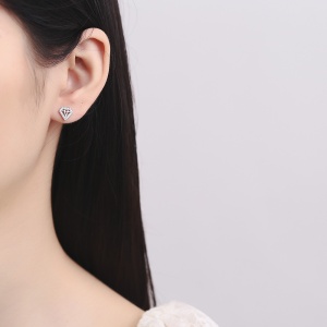 Cercei argint 925, JW771, model diamant, placati cu rodiu - Img 2