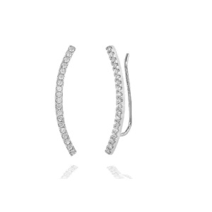 Cercei ear cuffs argint 925, JW676, model elegant, placat cu rodiu - Img 1
