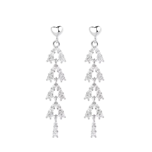 Cercei lungi de argint 925, JW1612, model cu pietre, placati cu rodiu