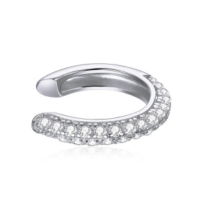 Cercel ear cuff argint 925, JW978, model cu pietre, placat cu rodiu - Img 1