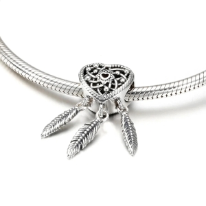 Charm/talisman argint 925, JW1145, model inima si pene, placat cu rodiu - Img 2