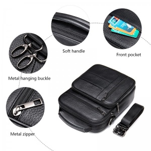Geanta barbati, Leon GT952, piele naturala, model negru - Img 2