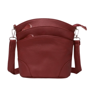Geanta dama Missa GT1538, piele naturala, rosu inchis