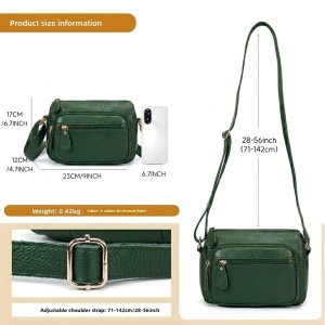 Geanta de dama, Caroline GT3844, piele naturala, Verde - Img 6