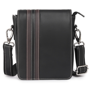 Geanta de umar pentru barbati, Maxin GT3870, piele naturala, Neagra