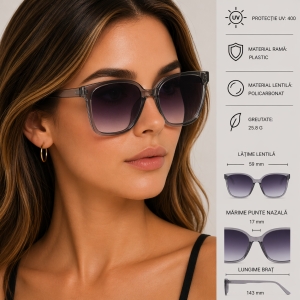 Ochelari de soare pentru femei, SG127, Gri - Img 2