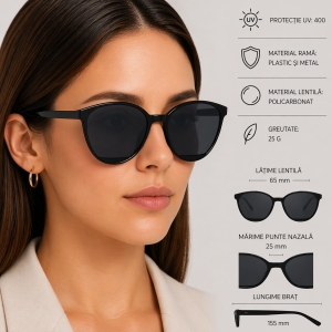 Ochelari de soare pentru femei, SG169, Negru - Img 2