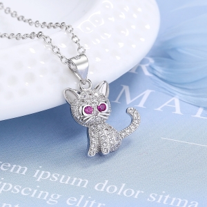 Pandantiv argint 925, JW1594, model pisica, placat cu rodiu - Img 2