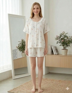 Pijama dama "Warm & Chic" din doua piese, PJ009, Alb - Img 1