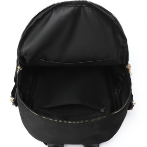 Rucsac damă material textil, buzunar matlasat, fermoare aurii, bej - Img 5