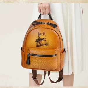 Rucsac dama, Saelis GT3337, piele naturala, Maro - Img 2