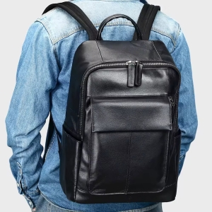 Rucsac pentru barbati, Valerian GT3324, piele naturala, Negru - Img 2