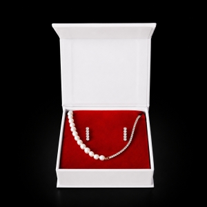 Set cadou pentru dama, Cercei+ Lantisor, model tenis/perle, SET42