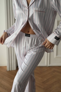 Set pijama dama din doua piese, cu nasturi – 2401656, Gri deschis - Img 6