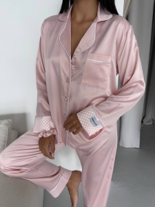 Set pijama dama din doua piese, cu nasturi – 2500252, Roz - Img 2
