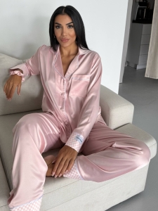 Set pijama dama din doua piese, cu nasturi – 2500252, Roz - Img 4