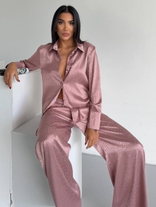 Set pijama dama din doua piese, cu nasturi – 2500406, Roz - Img 4