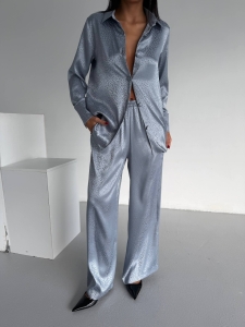 Set pijama dama din doua piese, cu nasturi – 2500407, Gri - Img 6