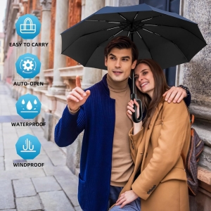 Umbrela pliabila pentru ploaie si soare, 8 spite, diametru 98 cm, protectie UV, UMB012, Neagra - Img 8