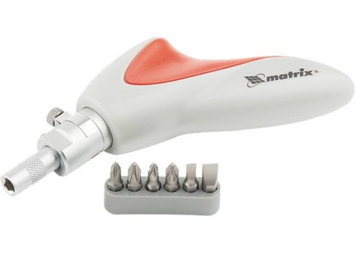 Surubelnita reversibila tip pistol, element de putere sub cheie, set biti, CrV, 6 buc// MTX