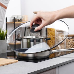 Capac din sticlă termorezistentă 30 cm cu rama din otel inox, până la +200°C