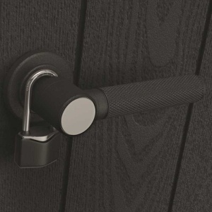 Casuta de gradina, Keter, maro, 7x7, colectie Signature, cu usa dubla, cu ferestre, cu ventilatie, cu ranforsare metalica