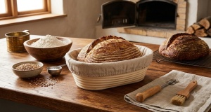 Coşuleţ din ratan cu panza pentru prepararea pâinii Oval, 35 * 14 * 7 cm