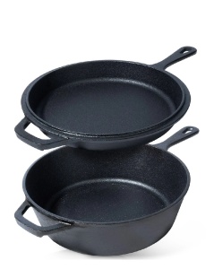 Oală cu capac din fontă 2 în 1, 26 cm 6L + Cratita/Tigaie Fonta Natur 2in1, 3.5L, CAST LINE
