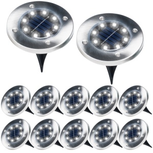 Set 12 Lampi solare de grădină cu LED-uri ingropate, din oțel, 11,5 cm, Solar Line Premium