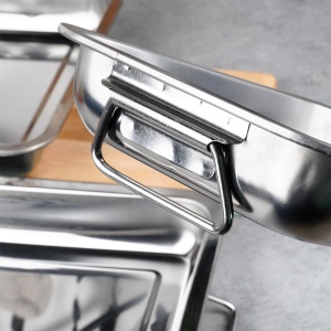 Set 3 Tavă de copt dreptunghiulară din oțel-inox, 35,5 x 26,5 x 4,8 cm. Inox Line